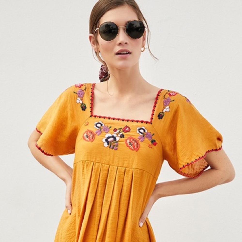 square neck embroidered madewell dress